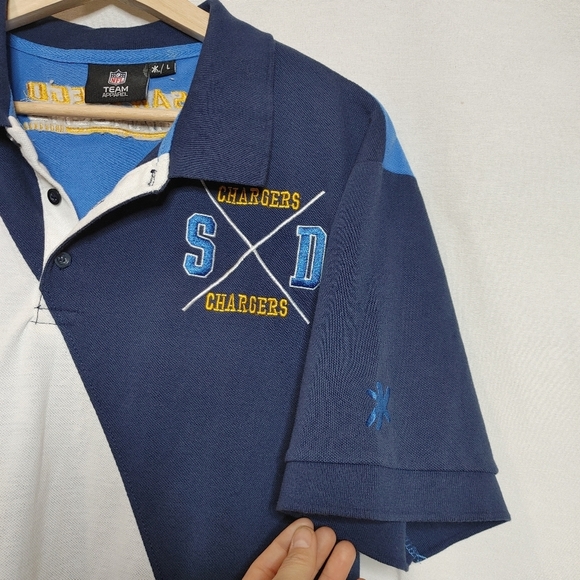San Diego LA Chargers Football Rugby Style Klew NFL Blue Golf Polo Shirt Large L - Picture 4 of 9